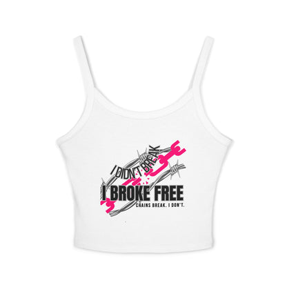 "Chains Break I Don’t" – Spaghetti Strap Sobriety Tank Top, Custom Sober Date