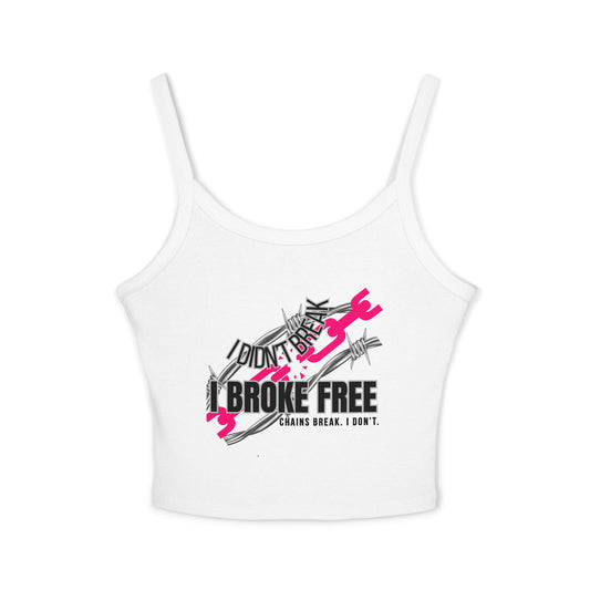 "Chains Break I Don’t" – Spaghetti Strap Sobriety Tank Top, Custom Sober Date