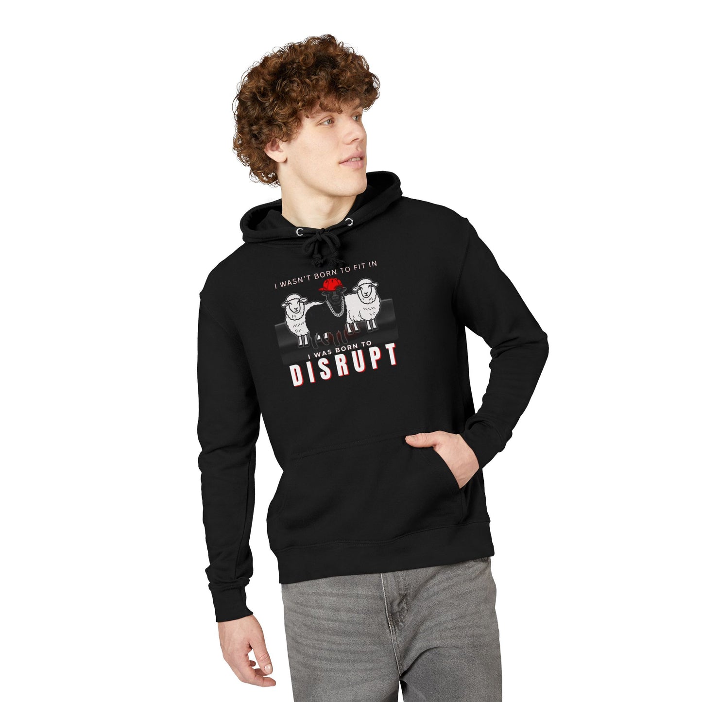 Black Sheep Born To Disrupt Hoodie, French Terry Recovery Streetwear
