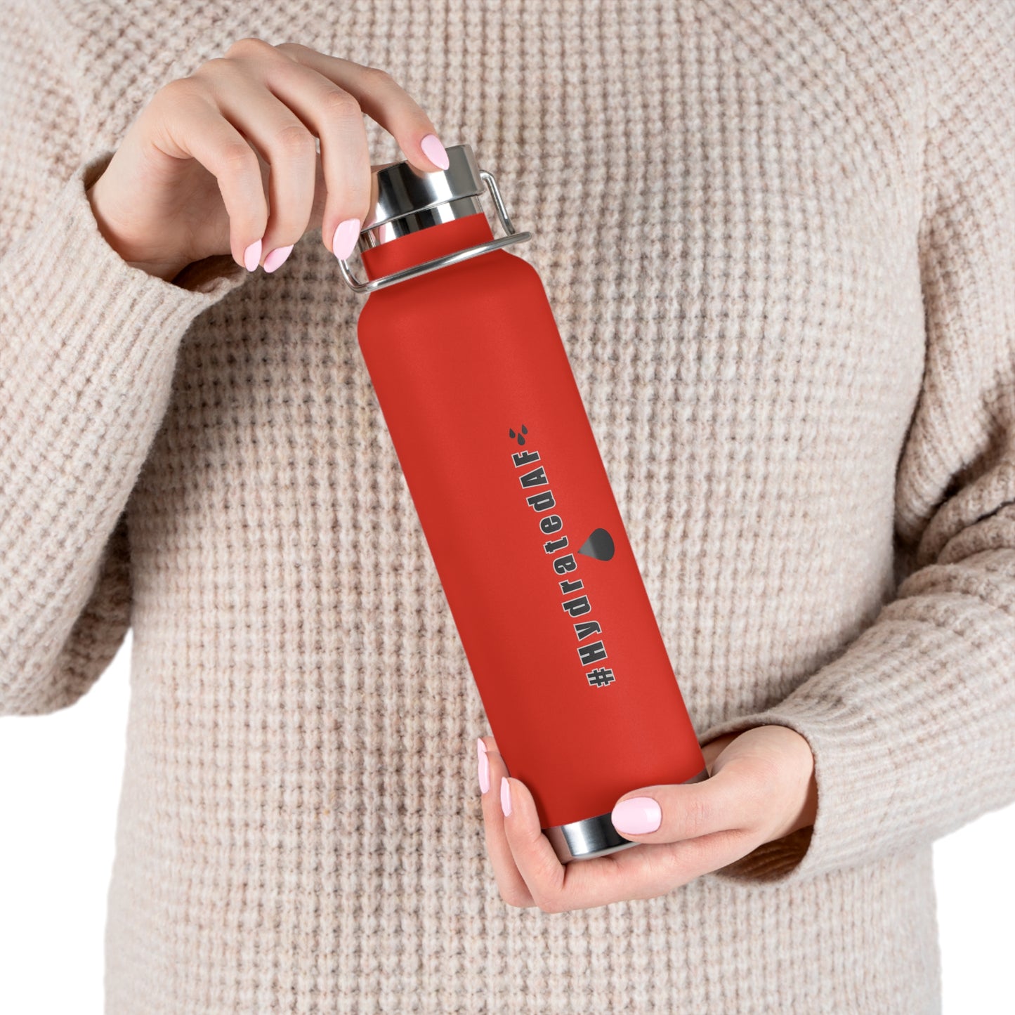 The Bean Lux™ #HydratedAF Custom Copper Vacuum Insulated Water Bottle 22oz, Outdoor Water Bottle, Your Initials