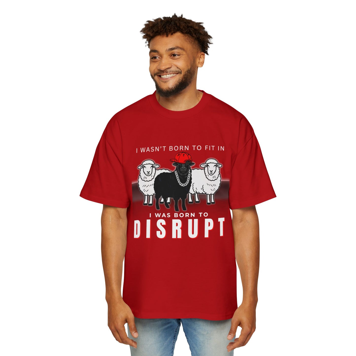 Men's Oversized Black Sheep Born to Disrupt T-Shirt, Rebel Streetwear