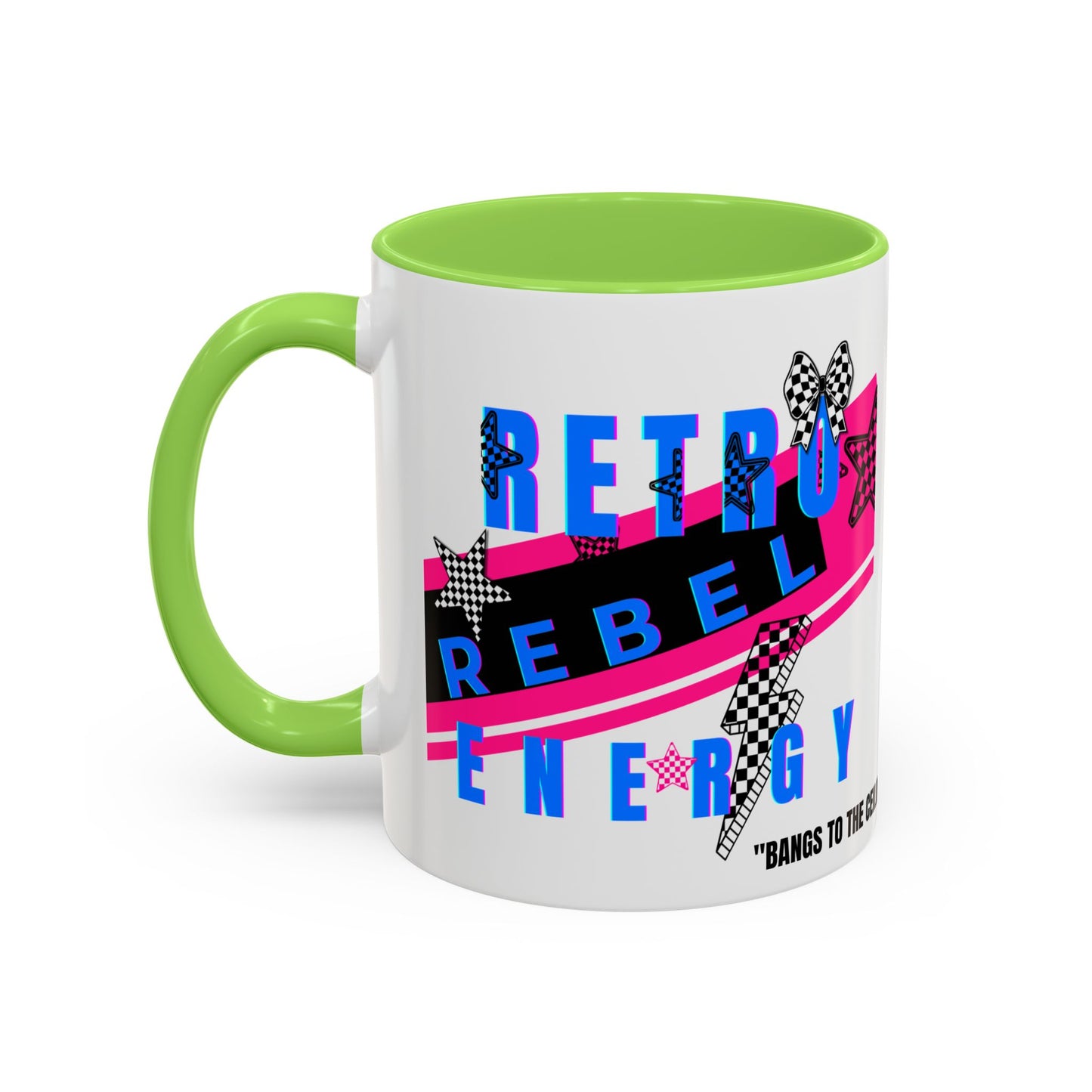 Retro Rebel Mug, 90s Pop Culture Nostalgia, "Bangs to the Ceiling"