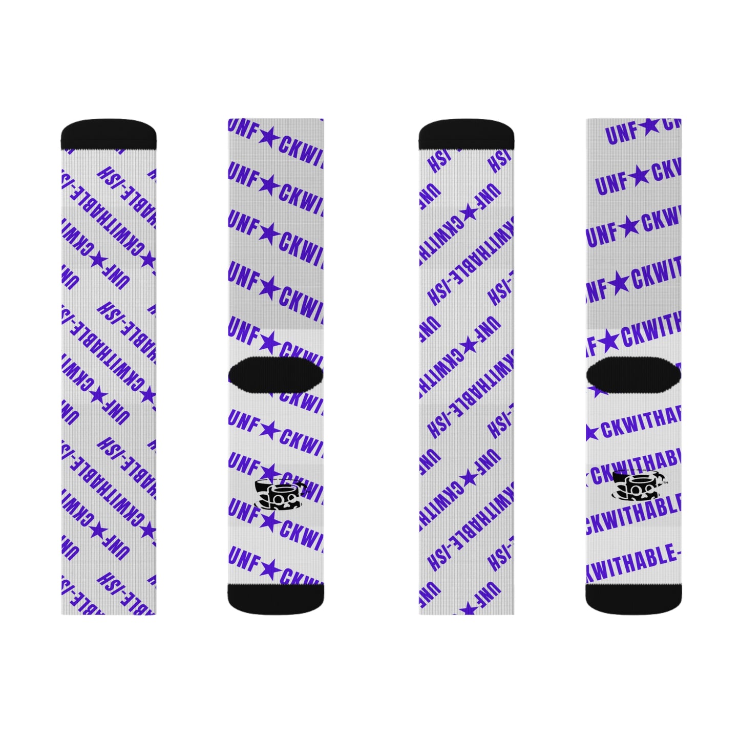 U★ckwithable-ish White & Purple Recycled Poly Crew Socks