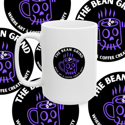 The Bean Grind™ Ceramic Mug, Branded Lil' Bean Dude