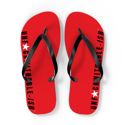 UNF★CKWITHABLE-ISH™ Flip Flops Black, Red/White