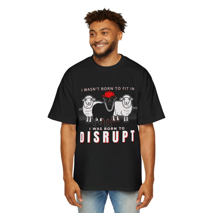 Men's Oversized Black Sheep Born to Disrupt T-Shirt, Rebel Streetwear