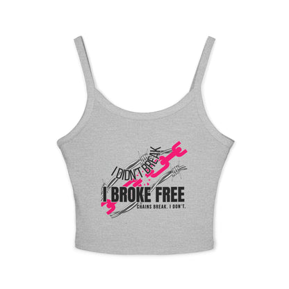 "Chains Break I Don’t" – Spaghetti Strap Sobriety Tank Top, Custom Sober Date