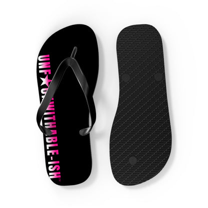 UNF★CKWITHABLE-ISH™ Flip Flops Black/Black/Hot Pink