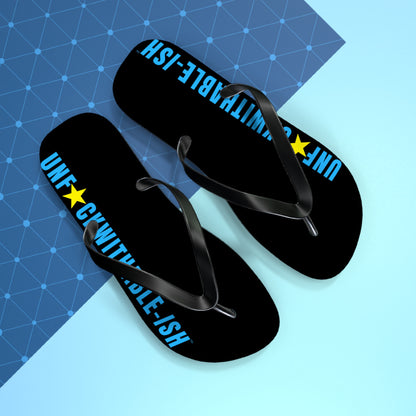 UNF★CKWITHABLE-ISH™ Flip Flops, BlackTeal/Yellow Star