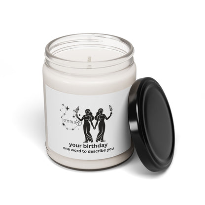 Customized Astrology Scented Soy Candle, Gemini Birthday