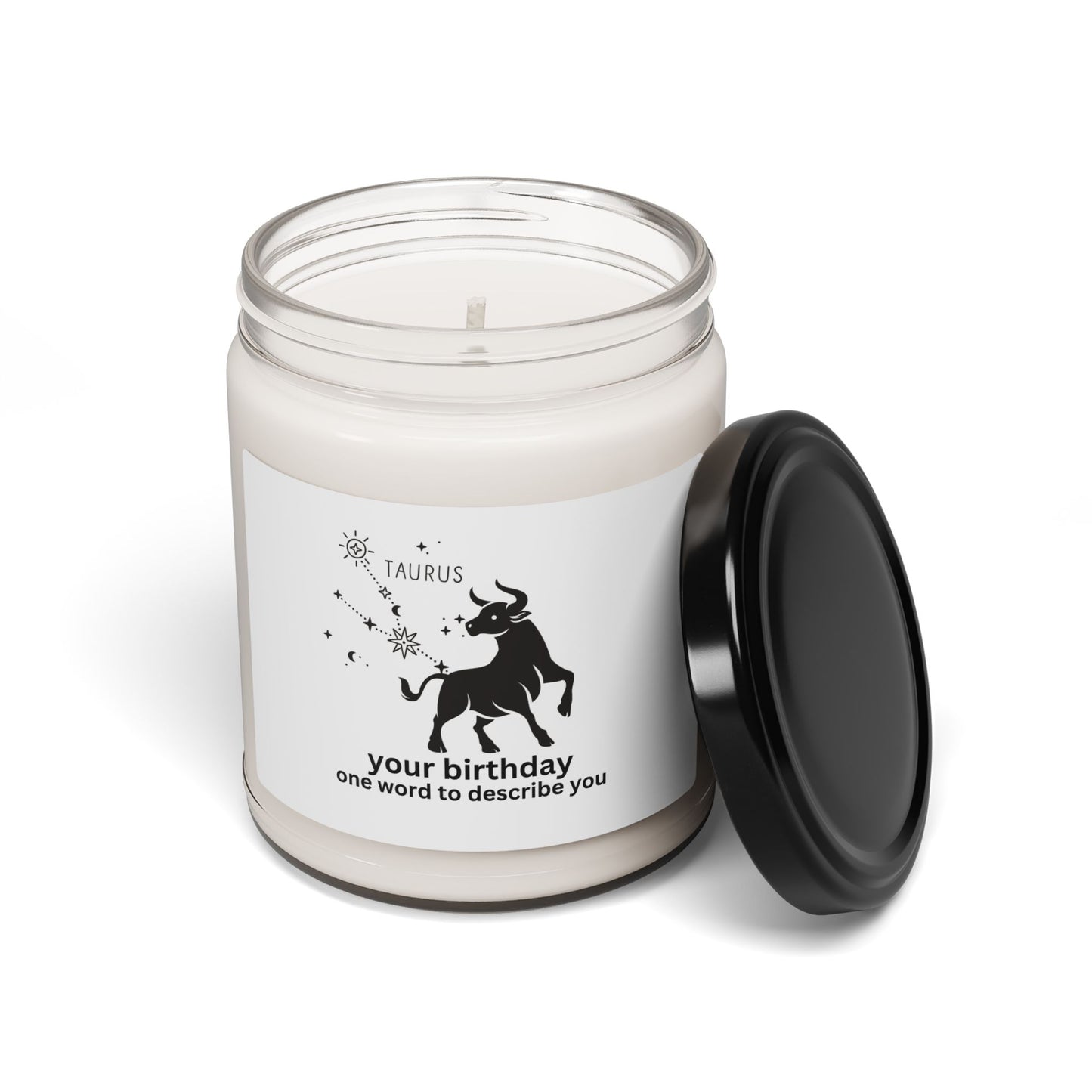Customized Astrology Scented Soy Candle, Taurus Birthday