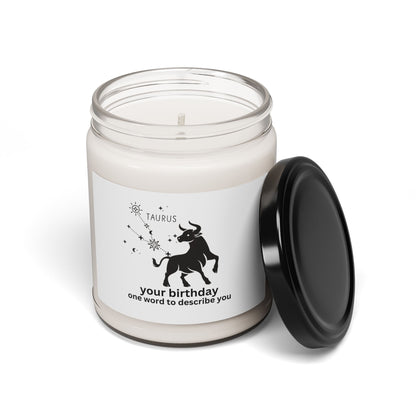 Customized Astrology Scented Soy Candle, Taurus Birthday