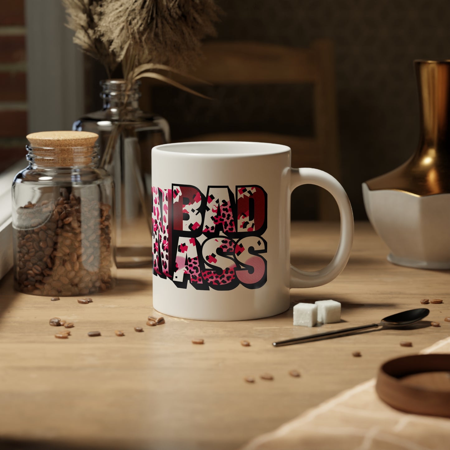 Inspirational Bold Leopard Print Jumbo Mug, 20oz Coffee Cup for Animal Lovers