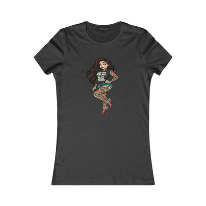 Retro-Rebel Streetwear - Tattooed Pin-Up Girl Soft AF Fitted Tee for Women