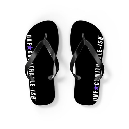 UNF★CKWITHABLE-ISH™ Flip Flops Black, White/Purple Star