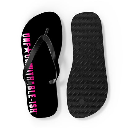 UNF★CKWITHABLE-ISH™ Flip Flops Black/Black/Hot Pink