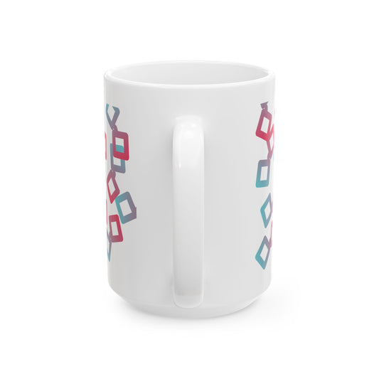 TikTok Inspired Ceramic Mug, Abstract Square Chaos