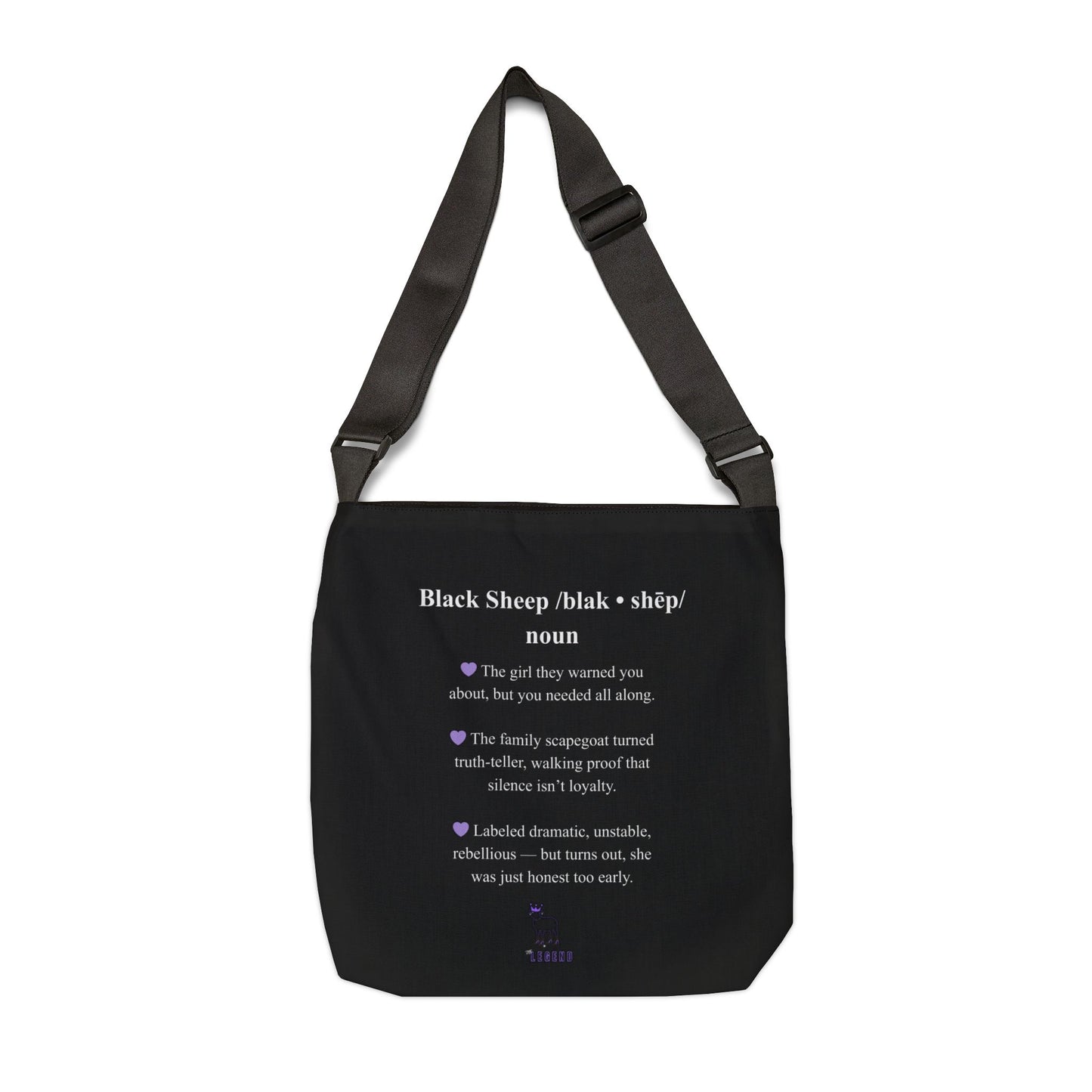The Legend Black Sheep Adjustable Tote Bag