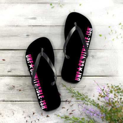 UNF★CKWITHABLE-ISH™ Flip Flops Black/Black/Hot Pink