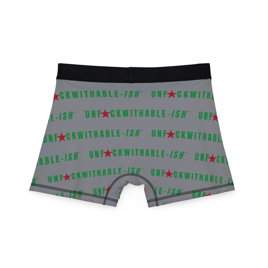 UNF★CKWITHABLE-ISH™ Boxer Briefs – Heineken Vibes (Light Gray, Green Font, Red Star) - Looks Like a Beer, Feels Like Power Moves Only
