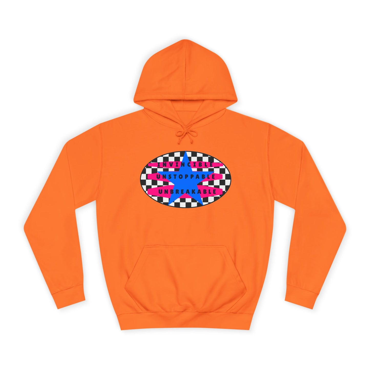 Unisex Hoodie, Retro Rebel Streetwear - Invincible Unstoppable Unbreakable 7 Colors