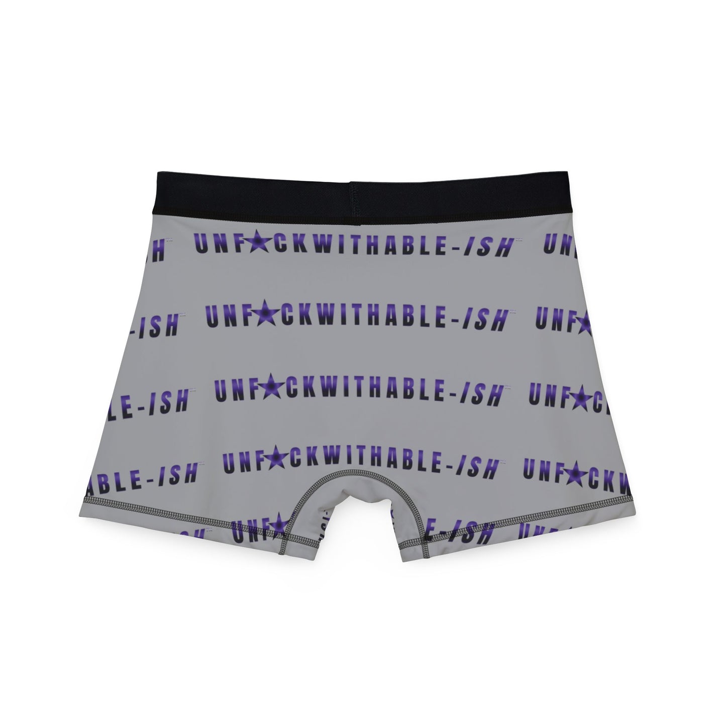 UNF★CKWITHABLE-ISH™ Boxer Briefs – Gray with Purple Star, Chaos Meets Clarity