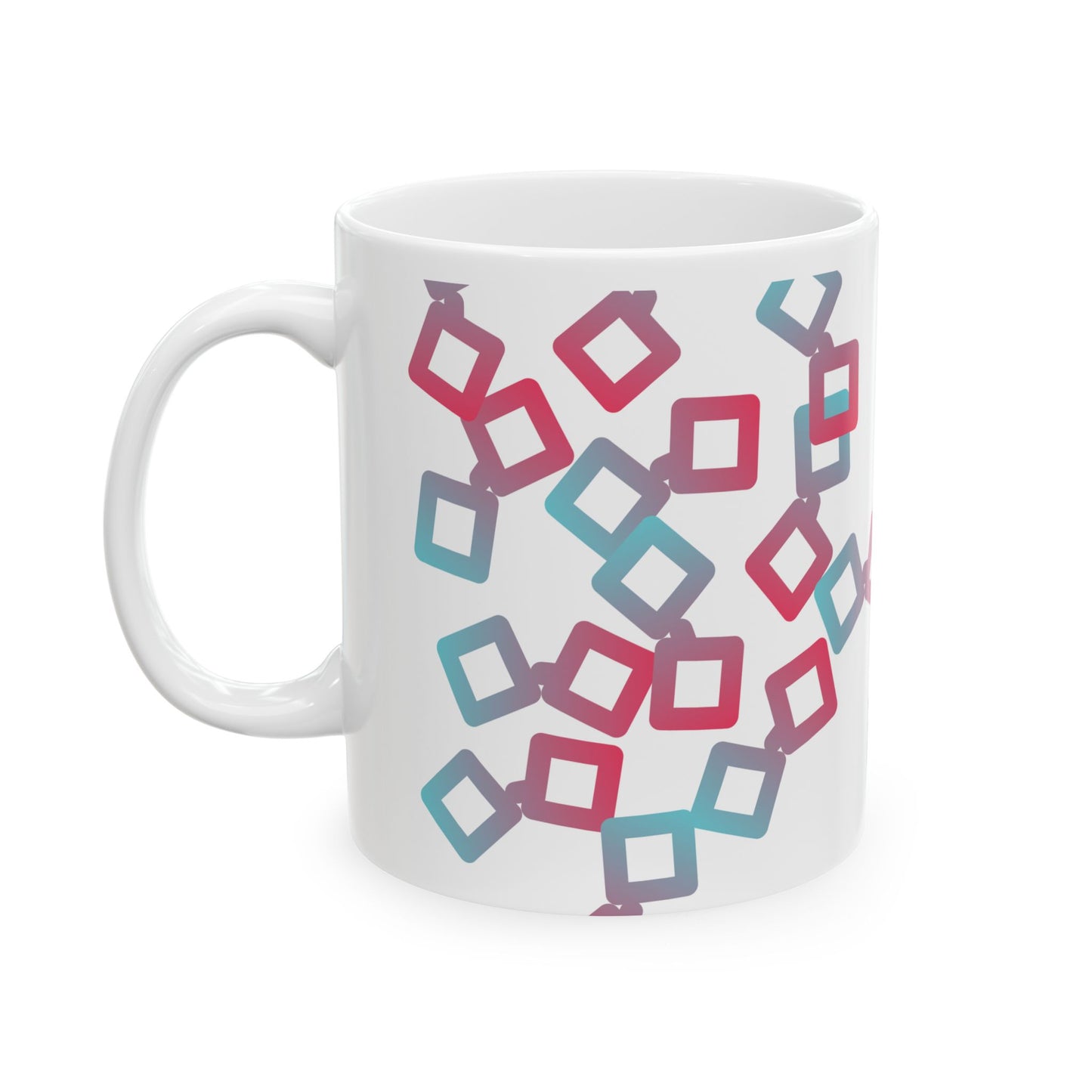 TikTok Inspired Ceramic Mug, Abstract Square Chaos