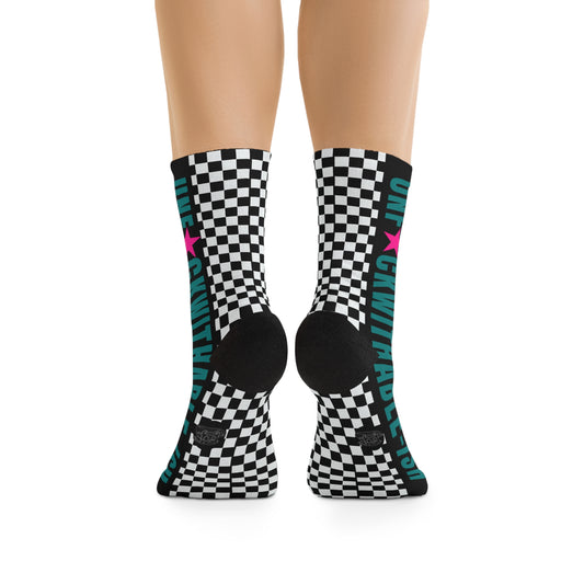 U★ckwithable-ish Retro-Rebel Teal/Hot Pink Recycled Poly Socks