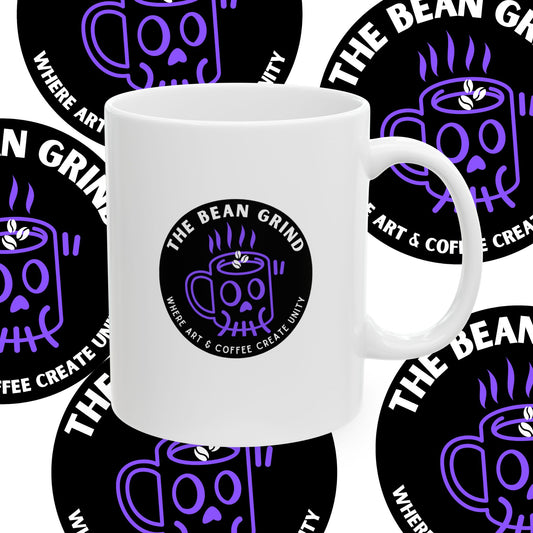 The Bean Grind™ Ceramic Mug, Branded Lil' Bean Dude