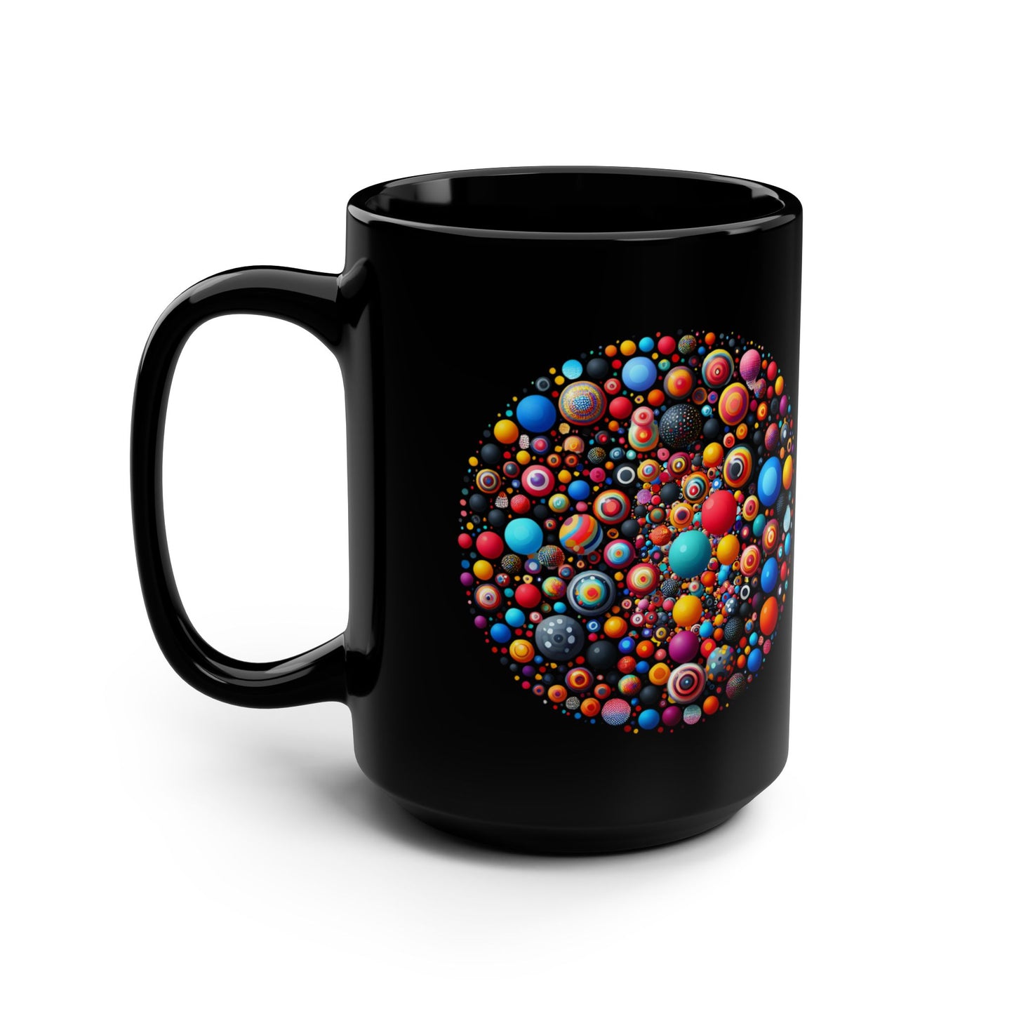 Inspirational Mug, Bubble Pattern, Vibrant Black Mug