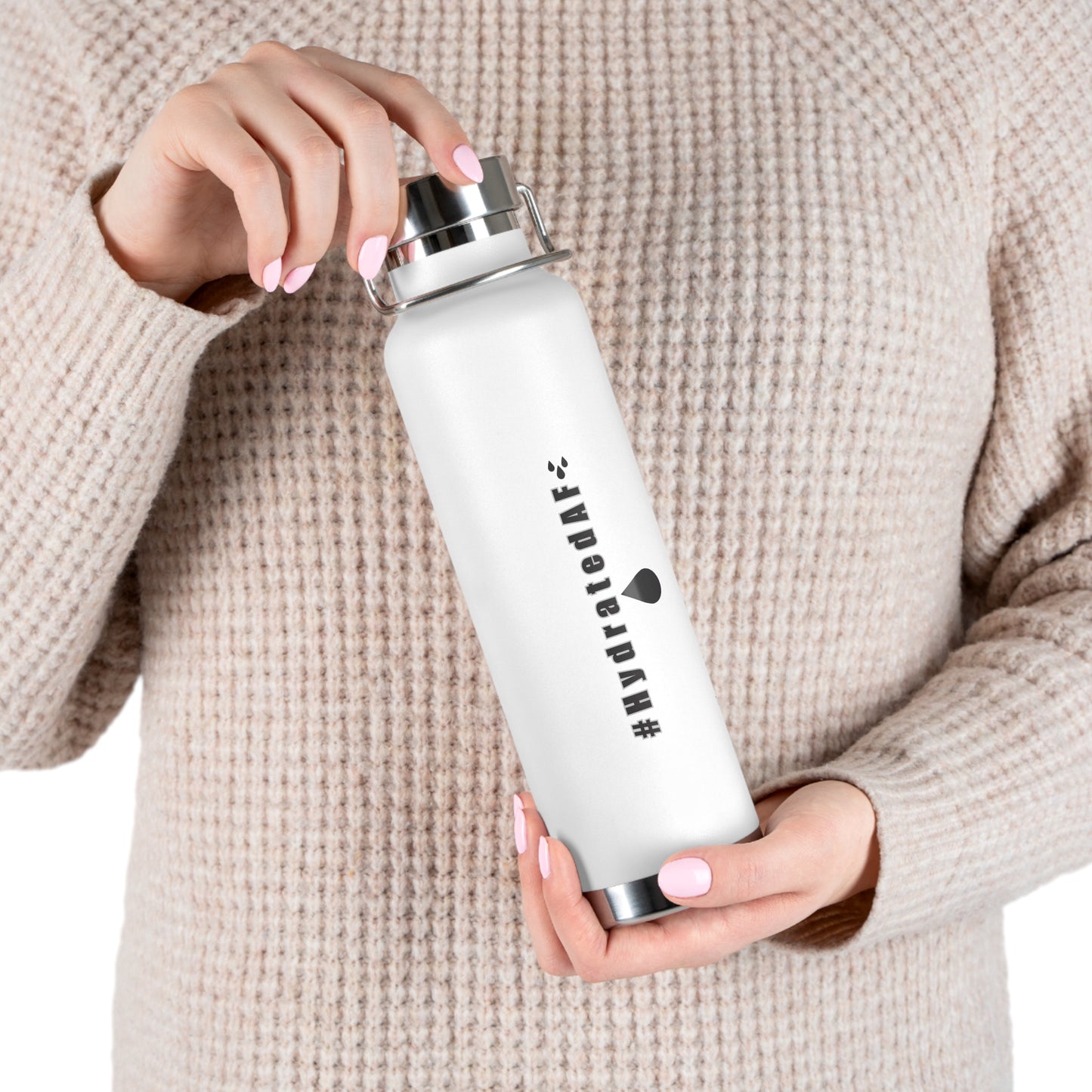 The Bean Lux™ #HydratedAF Custom Copper Vacuum Insulated Water Bottle 22oz, Outdoor Water Bottle, Your Initials