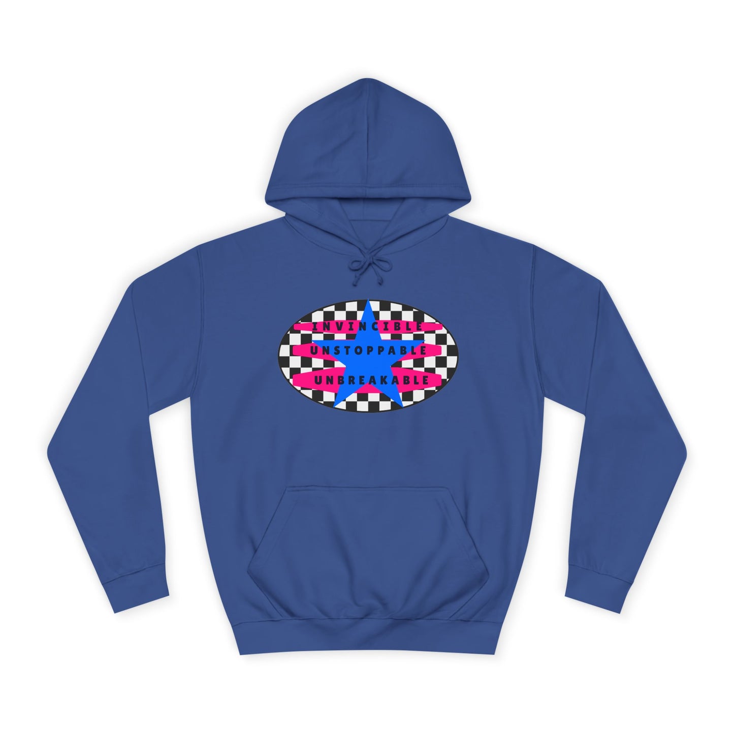 Unisex Hoodie, Retro Rebel Streetwear - Invincible Unstoppable Unbreakable 7 Colors