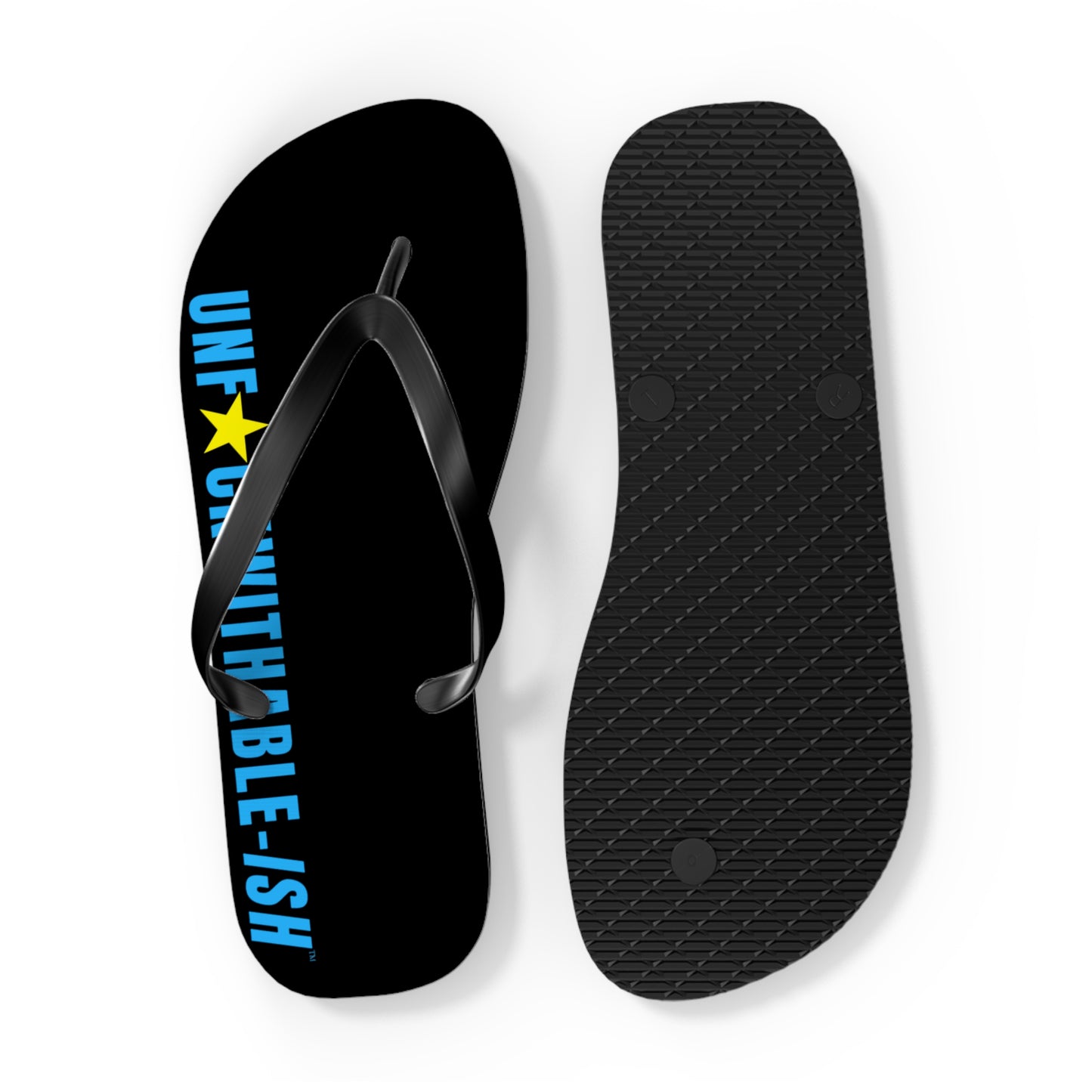 UNF★CKWITHABLE-ISH™ Flip Flops, BlackTeal/Yellow Star