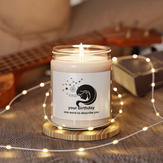 Customized Astrology Scented Soy Candle, Virgo Birthday