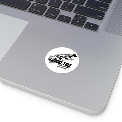 “I Broke Free” Sober Sticker – Black Recovery Chain Decal, Custom Sober Date Printify