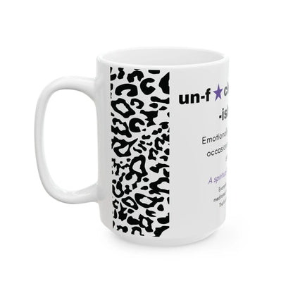 Unf*ckwithable-ish Mug, Recovery Definition with Leopard Print Printify