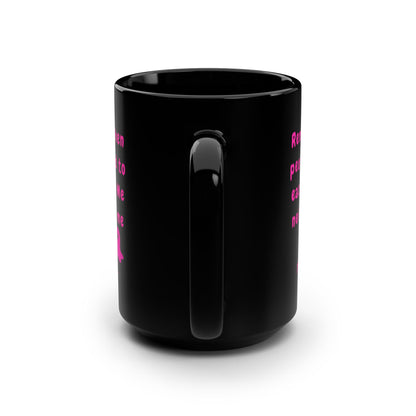Funny Nostalgic Black Ceramic Mug , 15oz with Playful Ghost Design