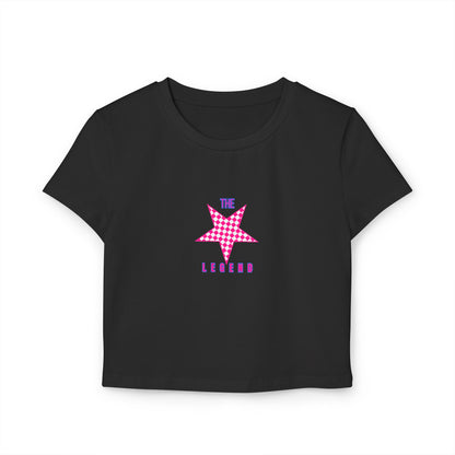 Retro Rebel Women's Baby Tee, Organic Cotton Vintage Graphic Crop Top