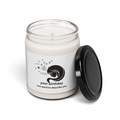 Customized Astrology Scented Soy Candle, Virgo Birthday