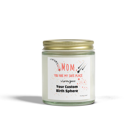 The Bean Grind™ Custom Wax Scented Candle - For Mom, Child's Birth Sphere, Coconut Apricot 4oz, 9oz