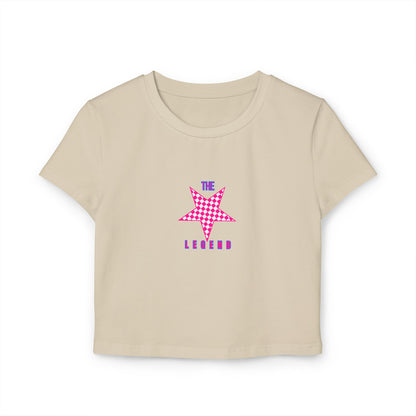 Retro Rebel Women's Baby Tee, Organic Cotton Vintage Graphic Crop Top
