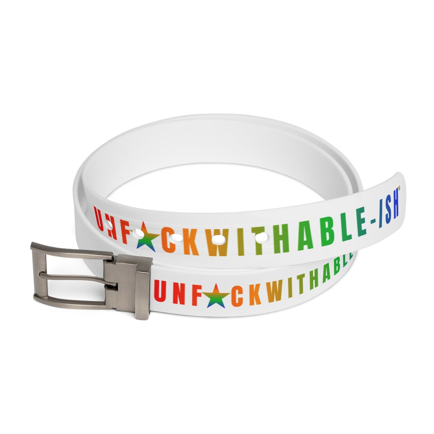UNF★CKWITHABLE-ISH™ Belt White, Rainbow/Rainbow Star
