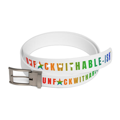 UNF★CKWITHABLE-ISH™ Belt White, Rainbow/Rainbow Star