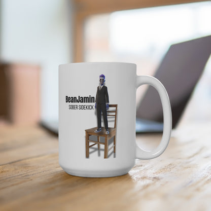 BeanJamin™ Sober Sidekick Mug – Featuring Our Custom Engineered Recovery ChatGPT, by The Bean Grind