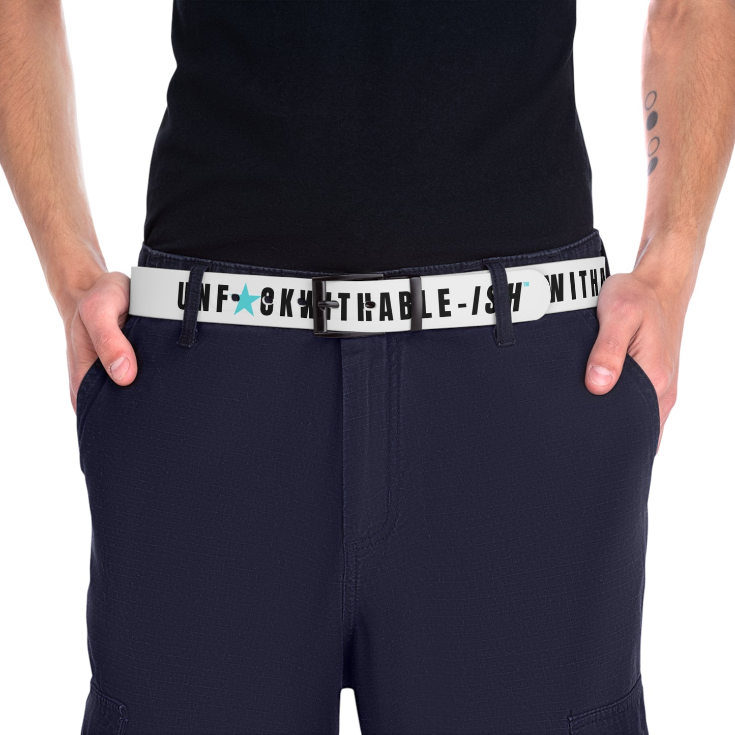 UNF★CKWITHABLE-ISH™  Belt White, Black/Teal Star