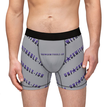 UNF★CKWITHABLE-ISH™ Boxer Briefs – Gray with Purple Star, Chaos Meets Clarity