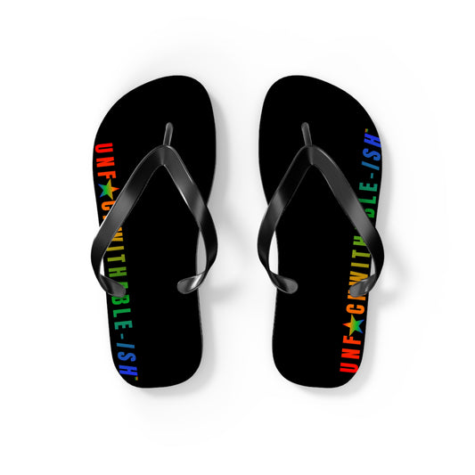 UNF★CKWITHABLE-ISH™ Flip Flops Rainbow Star Black Sole