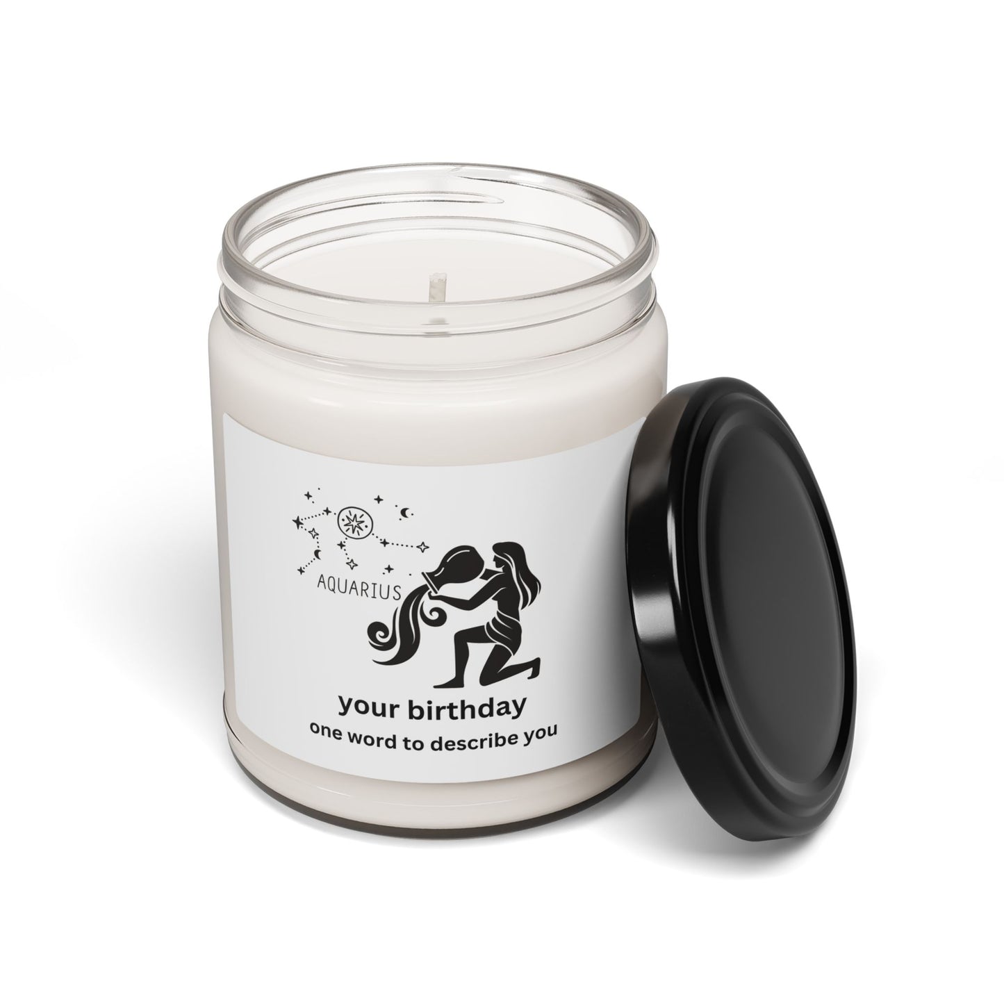 Customized Astrology Scented Soy Candle, Aquarius Birthday