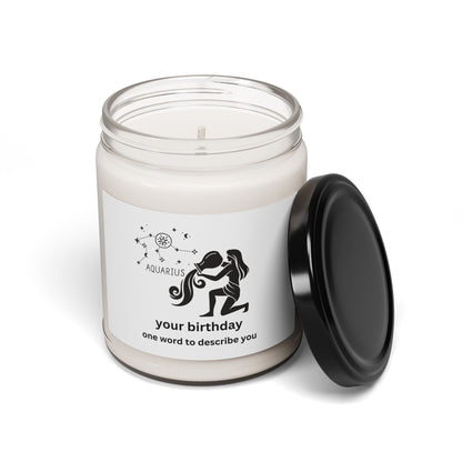 Customized Astrology Scented Soy Candle, Aquarius Birthday