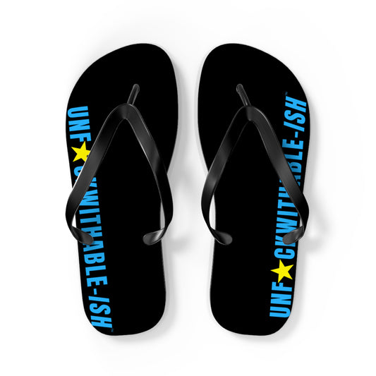 UNF★CKWITHABLE-ISH™ Flip Flops, BlackTeal/Yellow Star